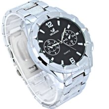 Fab Silver Menâ€™s Stainless Crystal Quartz Watch Sn25h