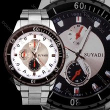 Fashion Army Military Men Women Silver Stainless Steel Quartz Wrist Watch