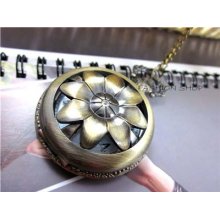Fashion European Vintage Cute Flower Cover Long Pocket Watch Necklace Hot