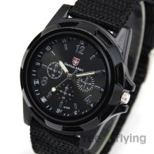 Fashion Gemius Army Racing Force Military Sport Men Officer Fabric Band Watch