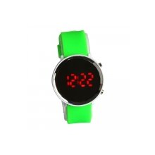 Fashion Green Silicone Band Steel Case Digital Red LED Light Wrist Watch