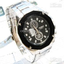 Fashion Personality Men Wrist Watches 3 Dial Silver Strap Unique Des
