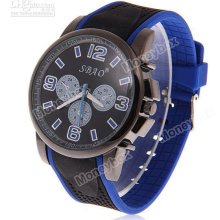 Fashion Sbao 187 Men's Round Dial Quartz Hours Analog Rubber Band Wr