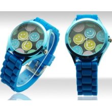 Fashion Silicone Jelly Gel Quartz Analog Sports Unisex Smile Wrist Watch 001