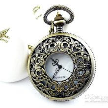 Fashion Style L Size Hollow Carving Pocket Watch Necklace, Sweater N