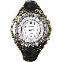 Fashion Watches Black Heart & Crystal Bangle Watch