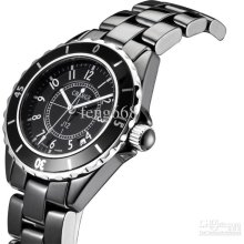 Fashion Women's Sports Watch Miss Quartz Watches Made Of Black Ceram