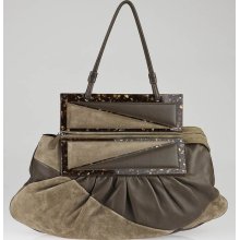 Fendi Taupe Leather and Suede To You Clutch Bag