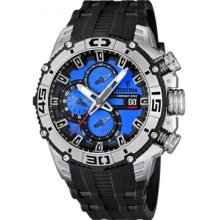 Festina Mens Tour De France Stainless Watch - Black Rubber Strap - Blue Dial - F16600-4