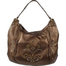 Fiore by Isabella Fiore Leather Angelina Hobo with Studs - Copper - One Size