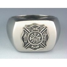 Fire Fireman Antique Silver Maltese Stainless Steel Silve...