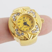 Flower Women's Diamond Style Alloy Analog Quartz Ring Watch (Assorted Colors)