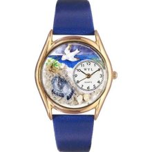 Footprints Royal Blue Leather And Goldtone Watch ...