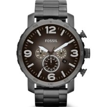 Fossil Nate Chronograph Stainless Steel Watch - Smoke - JR1437