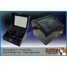 Four (4) & 6 Automatic Watch Winder Glossy Black Rolex, Chopard, Car