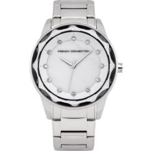 French Connection Women's Quartz Watch With Mother Of Pearl Dial Analogue Display And Silver Stainless Steel Bracelet Fc1147sm