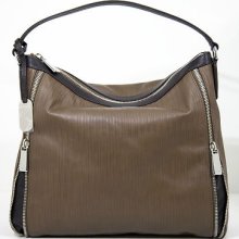 Furla Amazzone Taupe Caramel Textured Leather Hobo Bag $598