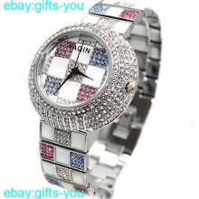 Fw854b White Dial Shiny Silver Band Women Colorful Crystal Twinkle Fashion Watch