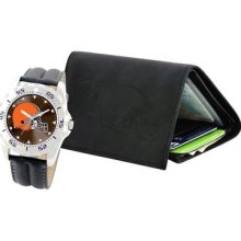 Gametime Men's Nfl-wwg-cle Cleveland Browns Analog Strap Watch And Wallet Set
