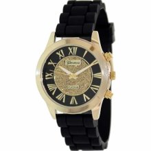 Geneva Platinum Women's 2786.Gold.Black Black Silicone Quartz Watch with Black Dial