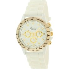 Geneva Platinum Women's 9689.Gold.White White Silicone Quartz Wat ...