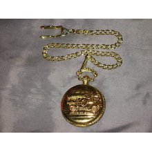 Geneva Pocket Watch Quartz Gold Color Antique Car Automobile Time Chain