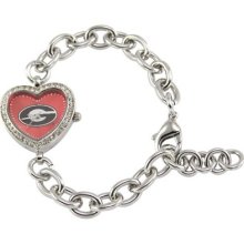 Georgia Bulldogs Ladies Silver Heart Watch