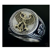 German Eagle Mens Coin Ring Sterling Silver
