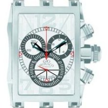 Gio Monaco Men's 611-A Mac V Rectangular Silver Dial Alligator Le ...