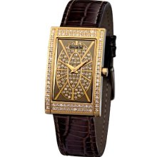 Glamour Time Ladies Watch Gt400g6stw-1Dbr With Gold Dial And Brown Leather Strap