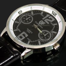 Good Men's Leather Fashion Large Quartz Watches,b5