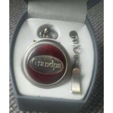 Grandpa Pocketwatch Brass Tone Brown Wood Grain Detailed Pocket Watch Box
