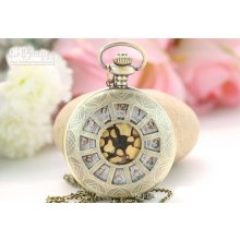 Grid Cobwebbing Circle Watch Fashion Vintage Watch Quartz Bracelet W
