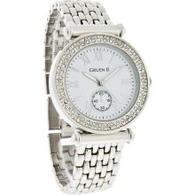 Gruen II Ladies Crystal Bezel Classic Silver Tone Bracelet Quartz Watch GRT953