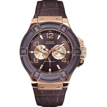 GUESS Brown Croco Leather Mens Watch U0040G3