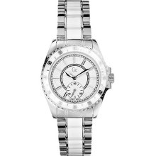 Guess Collection Gc Women's Stainless White Ceramic Diver Watch I29005l1 $350