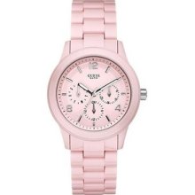 Guess Ladies Multi Function Contemporary Watch Pink Polycarbonate U11622l9