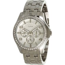 Guess Silver Textured Dial Stainless Steel Ladies Watch U0147l1