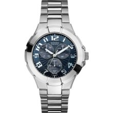 Guess U10607g1 Mens Waterpro Rush Stainless Steel Blue Silver Watch