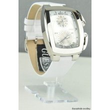 Guess Watch Men Leather White Dual Time