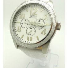 Guess White Leather Watch U10645g2