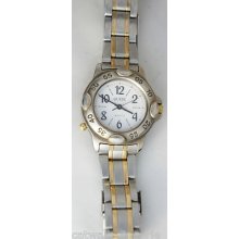 Guess Woman's 1994 Indiglo Watch Two Tone Stainless Steel White Dial