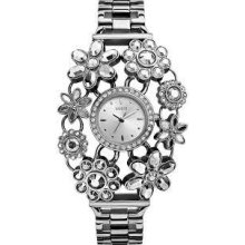 Guess Wome Silver Dial Silver Band Watch U0138l1