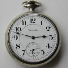 Hamilton 17 Jewels Nickel Pocket Watch Sz 12 Double Roller Adj 5 Positions