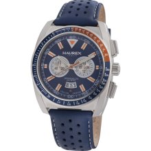 Haurex Italy MPH Chronograph Blue Leather Mens Watch 9A346UBO