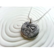 Heart Wood Grain Necklace- Engraved Faux Bois Carved Necklace