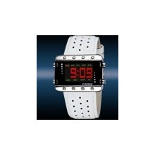 high quality digital dual time multifunction genuine leather led watch