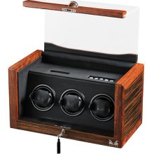 High Quality Volta Ebony / Rosewood Automatic 3 Watch Winder Box