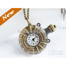 Hotsale No Cover Vintage Winebottle Pocket Watch Dress Watch Necklac