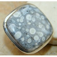 Huge!! Trendy Style Ocean Jasper Sterling Silver Ring s. 7 3/4